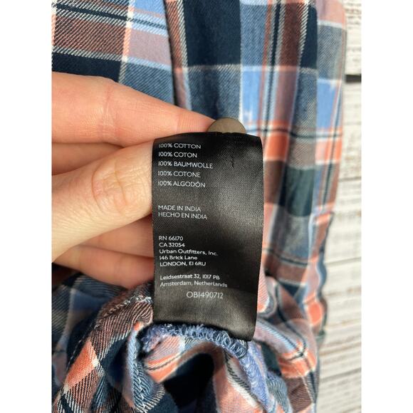 Anthropologie Pilcro Plaid Henley Tunic Top Small Bleached Spring Popover Beach - Picture 6 of 9